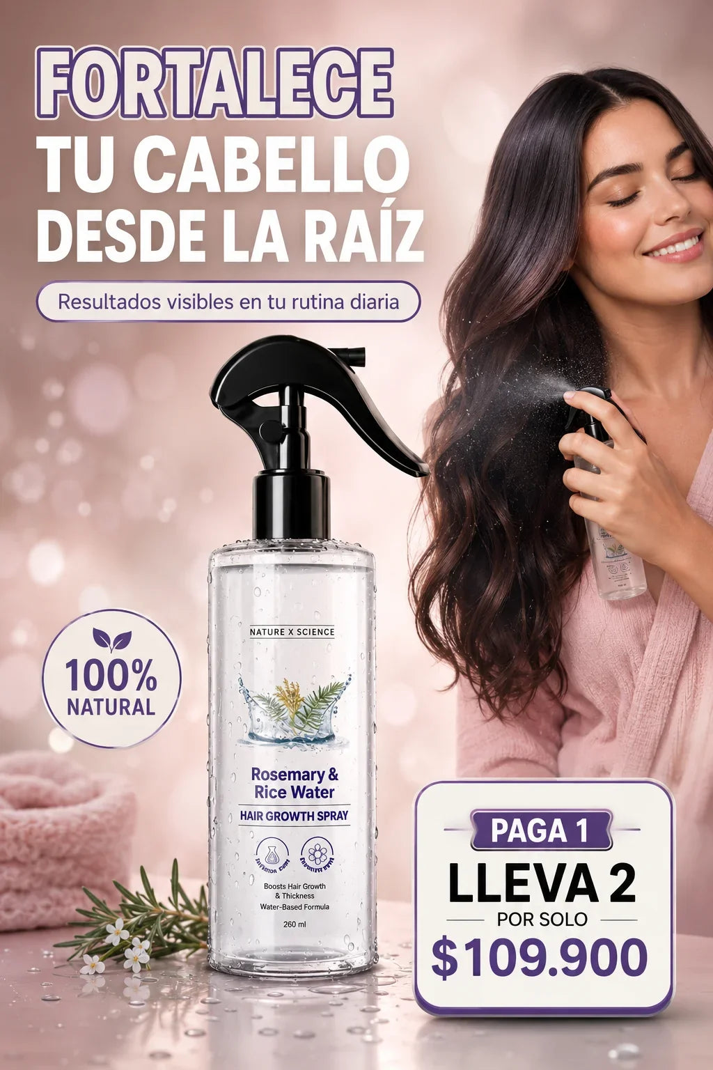 Spray de Romero y Agua de Arroz 200ml