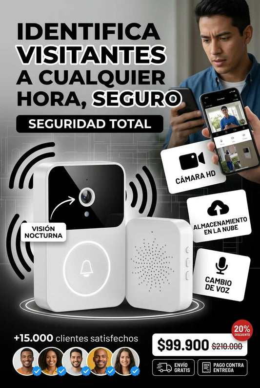 imbre de puerta inteligente con cámara HD de visión nocturna IR